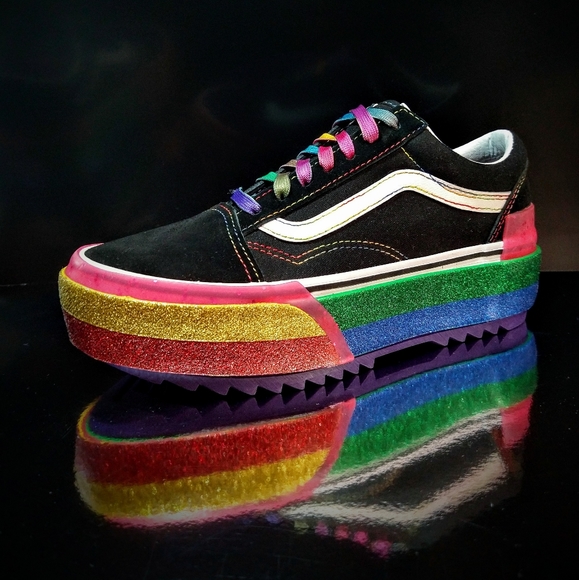 VANS GLITTERED STACKED PLATFORM Women's SIZE 6 - Picture 6 of 10